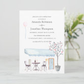 Invitation Aquarelle Wedding shower à thème Paris (Debout devant)