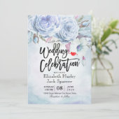 Invitation Aquarelle wedding shower Plumes florales de Bohème (Debout devant)