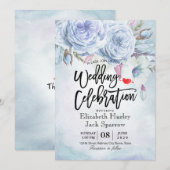 Invitation Aquarelle wedding shower Plumes florales de Bohème (Devant / Derrière)