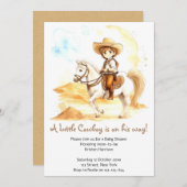 Invitation Aquarelle Western Cowboy Baby shower (Devant / Derrière)