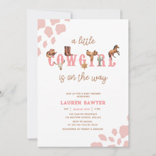 Invitation Aquarelle Western Cowgirl Baby Girl Douche