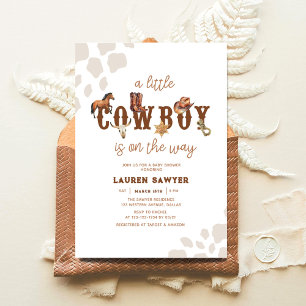 Invitation Aquarelle Western Petit Cowboy Baby Boy Douche