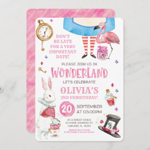 Invitation Aquarelle Whimsal Alice au pays des merveilles Ann