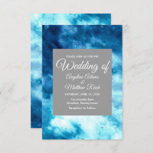 Invitation Aquarelle Whimsal Floral Blue Modern