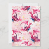 Invitation Aquarelle Whimsical Baby shower de dragon rose (Dos)