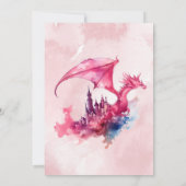 Invitation Aquarelle Whimsical Baby shower de dragon rose (Dos)