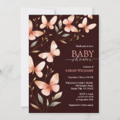 Invitation Aquarelle Whimsical Baby shower papillon rose (Devant)