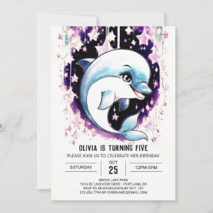 Invitation Aquarelle Whimsical Boho Dauphin Anniversaire