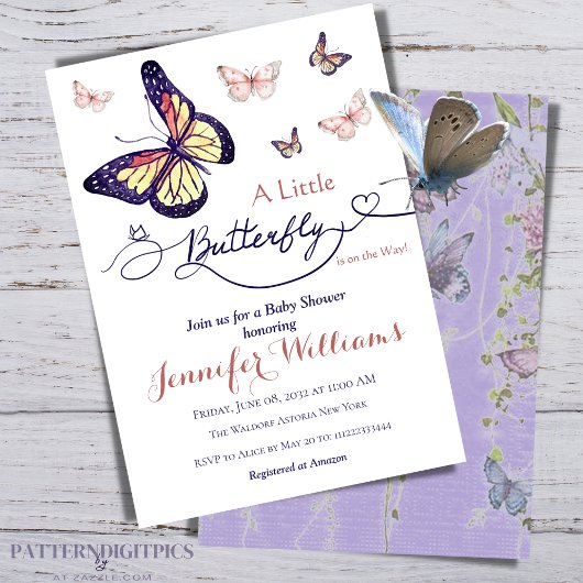 Invitation Aquarelle Whimsical Butimsical Garden Baby shower