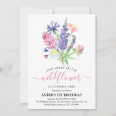 Invitation Aquarelle Whimsical Fleur sauvage 1er anniversaire (Devant)
