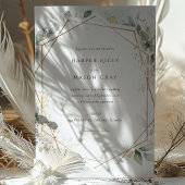 Invitation Aquarelle Whimsical Foliage Or géométrique