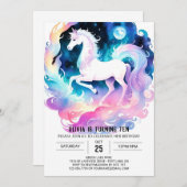 Invitation Aquarelle Whimsical Horse Anniversaire (Devant / Derrière)