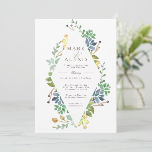 Invitation Aquarelle Whimsical | Invite de mariage (Debout devant)