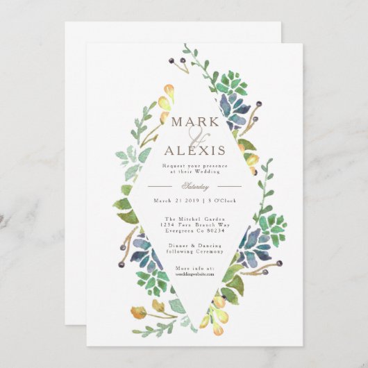 Invitation Aquarelle Whimsical | Invite de mariage (Devant / Derrière)