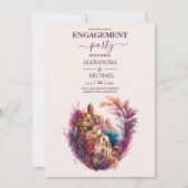 Invitation Aquarelle Whimsical Italien Desitnation Engagemen (Devant)