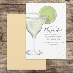 Invitation Aquarelle Whimsical Margarita Lime Calligraphie