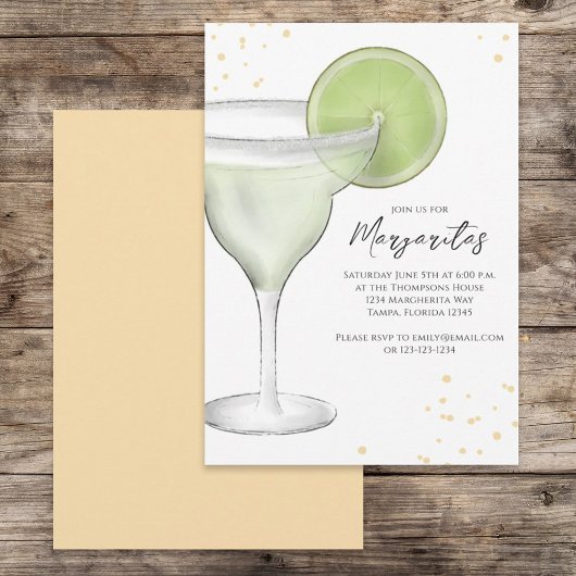 Invitation Aquarelle Whimsical Margarita Lime Calligraphie
