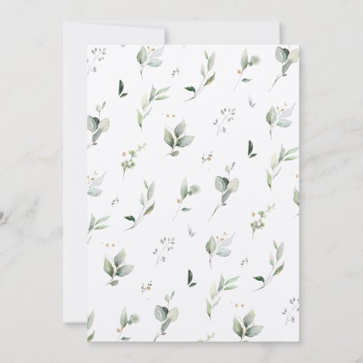 Invitation Aquarelle Whimsical Mariage de feuillage vert et o (Dos)