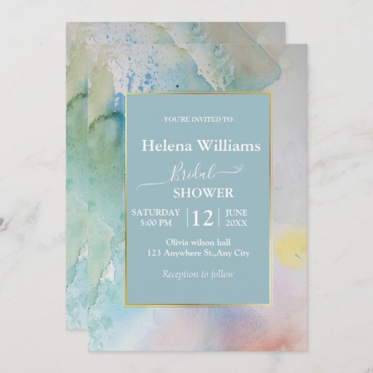 Invitation Aquarelle Whimsical Mariage d'été abstrait (Devant / Derrière)