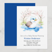 Invitation Aquarelle Whimsical Petit Canard Baby shower (Devant / Derrière)