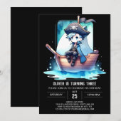 Invitation Aquarelle Whimsical Pirate Anniversaire (Devant / Derrière)