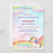 Invitation Aquarelle Whimsical Rainbow Unicorn Anniversaire (Devant)