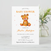 Invitation Aquarelle Whimsical Tiger Plush Baby shower (Debout devant)