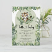 Invitation Aquarelle Whimsical vert tropical tigre mignon (Debout devant)