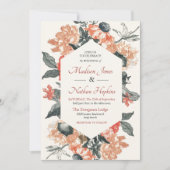Invitation Aquarelle Whimsical vintage Mariage Floral (Devant)