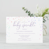 Invitation Aquarelle Whimsical violet Confetti Baby Sprinky (Debout devant)