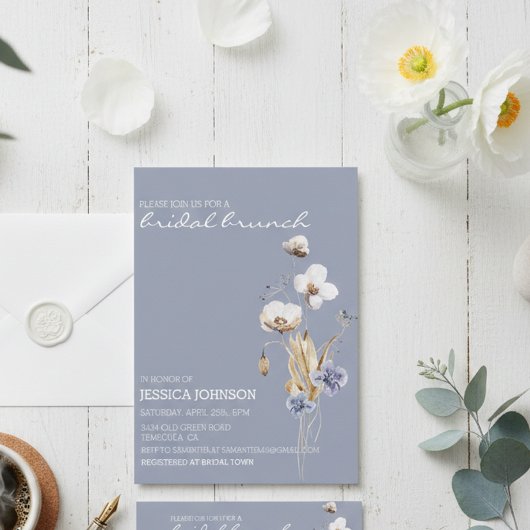 Invitation Aquarelle Whimsical Wild Flower Brunch nuptial