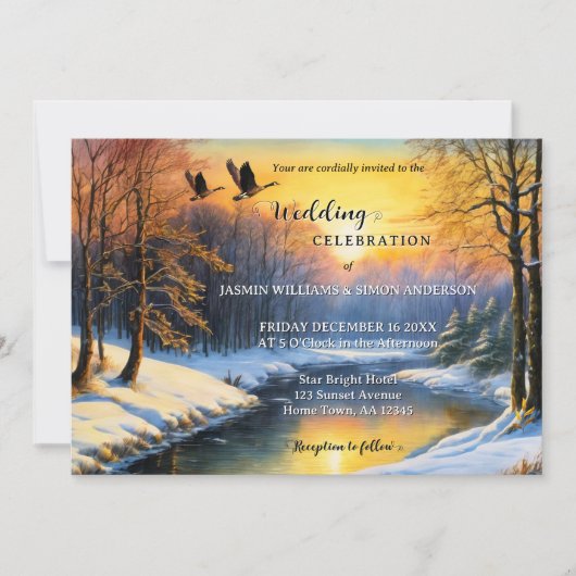 Invitation Aquarelle Whimsical Winter All-in-One Mariage (Devant)