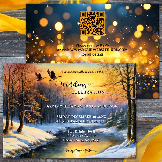 Invitation Aquarelle Whimsical Winter All-in-One Mariage