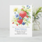 Invitation Aquarelle Whimsy Berry Fields Baby shower garçon (Debout devant)
