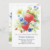 Invitation Aquarelle Whimsy Berry Fields Baby shower garçon (Devant / Derrière)