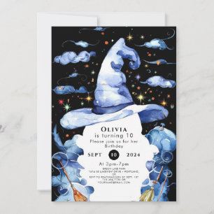 Invitation Aquarelle Whimsy Wand Wizard Anniversaire