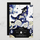 Invitation Aquarelle Whimsy Wolf Anniversaire (Devant / Derrière)
