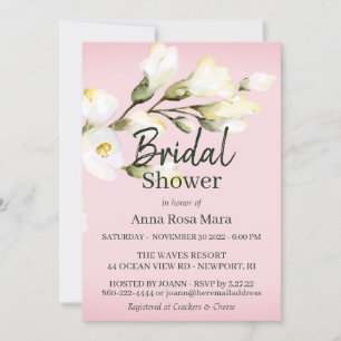 Invitation *~* Aquarelle White Beach Rose Buds Fête des marié