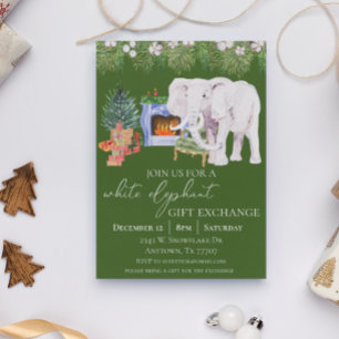 Invitation Aquarelle White Elephant cadeau d'échange