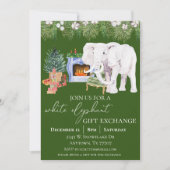 Invitation Aquarelle White Elephant cadeau d'échange (Devant)