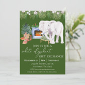 Invitation Aquarelle White Elephant cadeau d'échange (Debout devant)