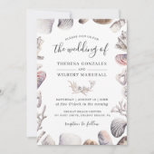Invitation Aquarelle White Sea Shell Beach Sand Mariage (Devant)