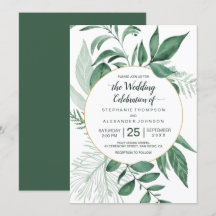 Aquarelle Wild Feuilles Hunter Mariage vert