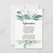 Invitation Aquarelle Wild Feuilles Hunter Mariage vert (Devant)