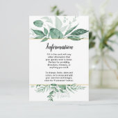 Invitation Aquarelle Wild Feuilles Hunter Mariage vert (Debout devant)