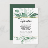Invitation Aquarelle Wild Feuilles Hunter Mariage vert (Devant / Derrière)