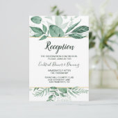 Invitation Aquarelle Wild Feuilles Hunter Mariage vert (Debout devant)