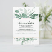 Invitation Aquarelle Wild Feuilles Hunter Mariage vert (Debout devant)