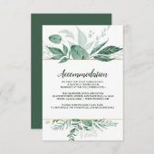 Invitation Aquarelle Wild Feuilles Hunter Mariage vert (Devant / Derrière)