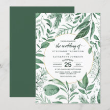 Aquarelle Wild Feuilles Hunter Mariage vert